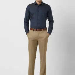 Van Heusen Navy Cotton Slim Fit Texture Shirt image 5