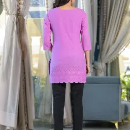 READIPRINT Purple Cotton Floral Kurta image 2