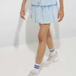 nuon women Nuon by Westside Light Blue Faded High-Rise Denim Skirt-picture-21