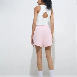 studiofit women Studiofit by Westside Pink Solid High-Rise Shorts image 2