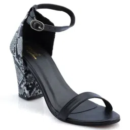 D'LORZERI Women's Black Ankle Strap Sandals image 2