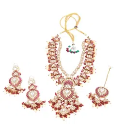 Odette Red Stainless Steel Necklace and Earrings-image-6