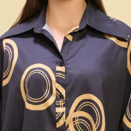 First Resort By Ramola Bachchan Black And Golden Embroidered Regular Fit Shirt image 5