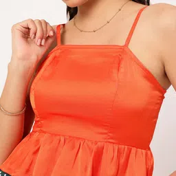 DressBerry Glossed Up Smocked Satin A-Line Top image 2