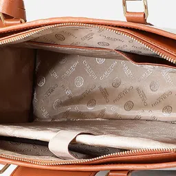 Carlton London Off White & Tan ELLIE Textured Large Satchel image 5