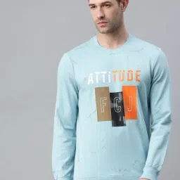 SHOWOFF Blue Cotton Slim Fit Printed Sweatshirt-image-75