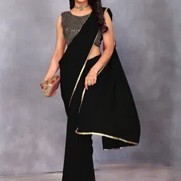 PATLANI STYLE Sequinned Embellished Border Saree With Blouse Piece image 5