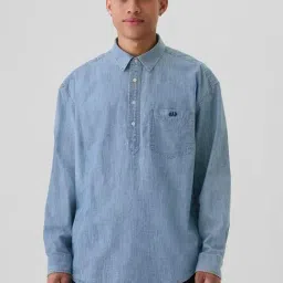 GAP Blue Cotton Regular Fit Solid Shirt-picture-27