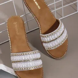 The White Pole Women's Silver Casual Sandals-picture-28