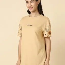 Allen Solly Beige Cotton Printed T-Shirt image 3