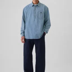 GAP Blue Cotton Regular Fit Solid Shirt image 4