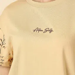 Allen Solly Beige Cotton Printed T-Shirt image 5