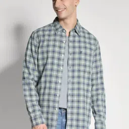 American Eagle Green Slim Fit Checks Shirt-image-2