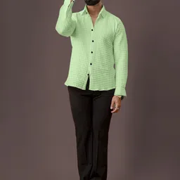 MARMIC FAB Men Comfort Slim Fit Opaque Checked Casual Shirt-picture-13