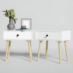 Myntra Elegant Homes 2Pcs White & Beige Wooden Rectangle Bedside Tables With Drawer-picture-30