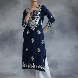 Libas Blue Embroidered Kurta-image-58
