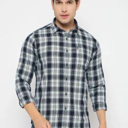 Duke Beige Blended Slim Fit Checkered Shirt-picture-24