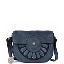 KOMPANERO Nova Anv Blue Leather Textured Sling Handbag-picture-19