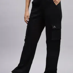 Rock.it Black Cotton Straight Fit Low Rise Cargos image 3