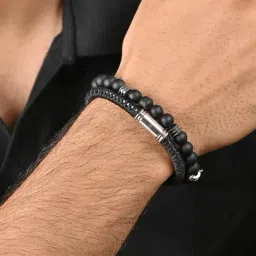 The Bro Code Black Set of 2 Metal with Beaded Bracelet for Men-picture-21