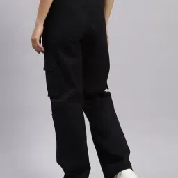 Rock.it Black Cotton Straight Fit Low Rise Cargos image 2