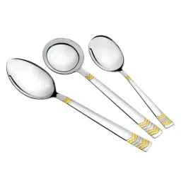FNS Raga 24 Karat Gold Plated Stainless Steel Serving Spoon - Set of 3 image 3
