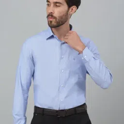 Cantabil Blue Regular Fit Texture Shirt-image-37