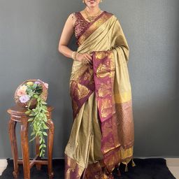 LeeliPeeri Designer Zari Weaving Saree With Unstitched Blouse Piece-picture-9
