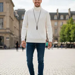 HERE&NOW Striped Long Sleeves Acrylic Turtle Neck Pullover image 2