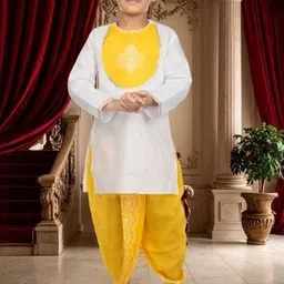 NEW GEN Boys Ethnic Motifs Embroidered Regular Thread Work Kurta with Dhoti Pants-picture-13