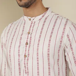 Anouk Rustic Striped Mandarin Collar Cotton Straight Kurta image 5