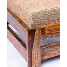 Ikiriya Beige & Brown Textured Wooden Stool image 4