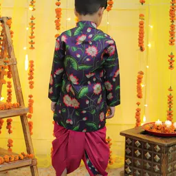 BownBee Boys Floral Printed Regular Kurta with Dhoti Pants image 4