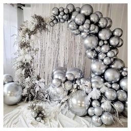 Bubble Trouble Silver Metallic Chrome Balloons With Shiny Surface For Birthdays - Pack of 50-picture-12