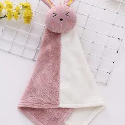 fab n funky Animal Design Free Size Hand & Face Towel - Pink image 1