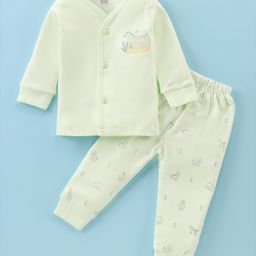 Simply Interlock Knit Full Sleeves Front Open Night Suit with Zebra Print - Mint-picture-28