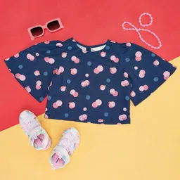 Akkriti by Pantaloons Cotton Flax Half Bell Sleeves Abstract Printed Top - Navy Blue-picture-14