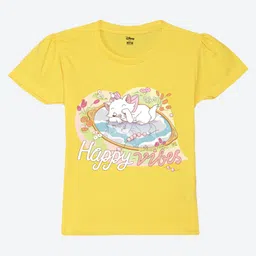 Wear Your Mind Cotton Disney The Aristocats Featuring Half Sleeves Marie Printed Tee - Yellow-picture-18