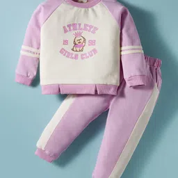 ToffyHouse Knitted Full Raglan Sleeves Top & Leggings Set with Girls Club Print - Lilac-picture-22