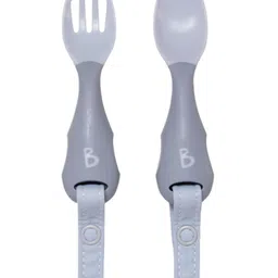 BiBaDo Handi Cutlery Set for Baby - Easy-Grip Spoon & Fork with Attachable Straps - Blue-picture-10