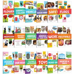 My First Book of Flowers, Shapes & Colours, Vehicles, Good Habits and more :- toddler educational books, all in one learning book, interactive books for kids | Set of 18 books-image-1