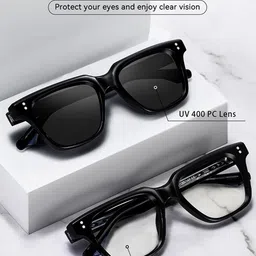 AUGEN Unisex Black Lens & Black Square Sunglasses with image 3