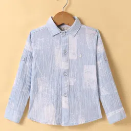 JASH KIDS Cotton Knit Full Sleeves Printed Shirt - Light Blue image 2