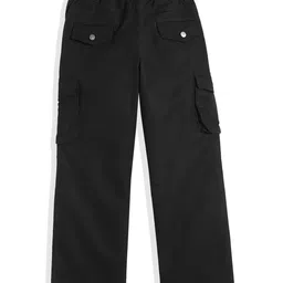CAVIO Cotton Blend Woven Full Length Solid Cargo Pants With Belt Set - Black image 3