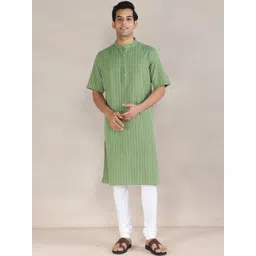 Fabindia Men Cold-Shoulder Sleeves Thread Work Kurta image 5