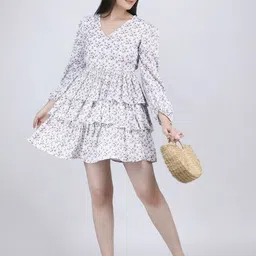 THE BEHRUZ THEORY Floral Print Fit & Flare Mini Dress-image-92