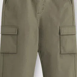 Trampoline Cotton Blend Solid Cargo Pants - Olive Green image 5