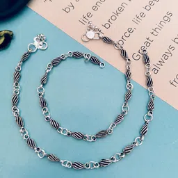 Sangria Set Of 2 Silver-Plated Anklets-image-23