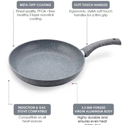 Wonderchef Granite 24 cm Non-Stick Fry Pan-1.8 L-Grey image 5