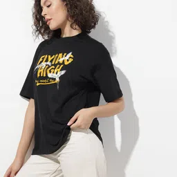 The Roadster Life Co. Typography Printed Drop-Shoulder Pure Cotton Oversized T-shirt image 4